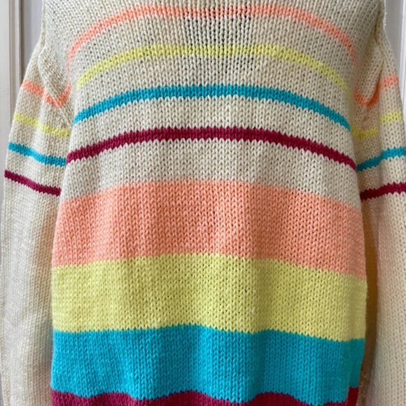 GRANNY SQUARE CHUNKY WOOL SWEATER COLOR POP SIZE MEDIUM - Picture 12 of 14